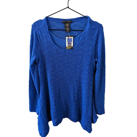 Grace Elements Womens Sz M Long Sleeve Layered Blouse Blue NEW - Picture 1 of 3